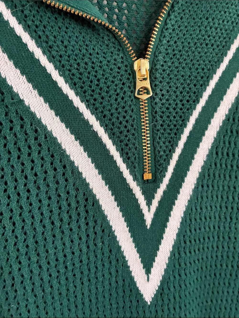 Varley Teal Knit Half-Zip with White Trim - Picture 4 of 4